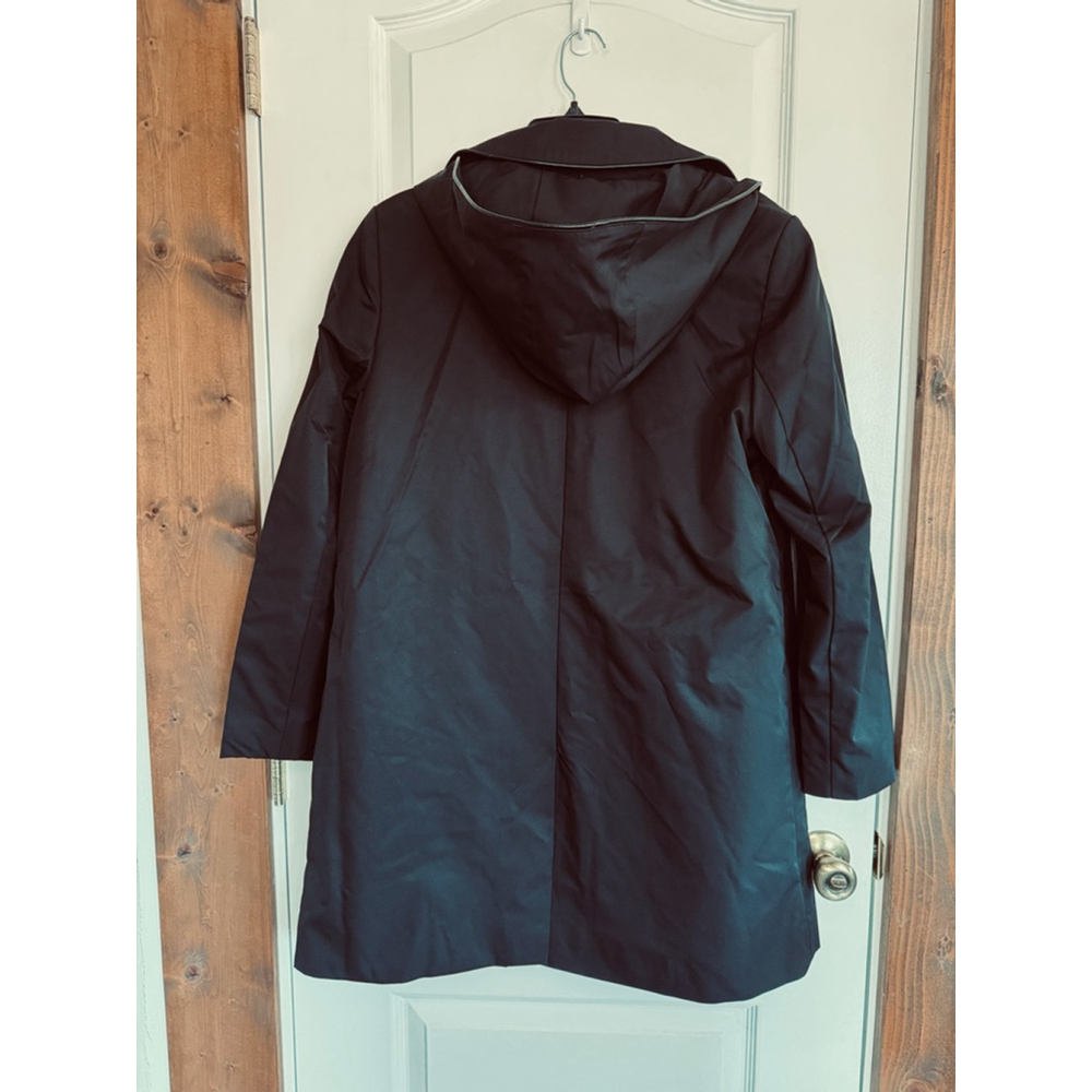 Lauren Ralph Lauren Black Hooded Coat Faux Leather Trim Size L - Picture 3 of 6